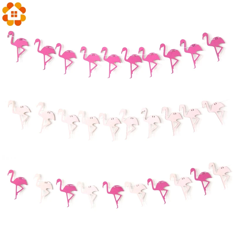 1set Diy Wood Rose Pink Flamingo Woodchips Banner Wall Hanging For