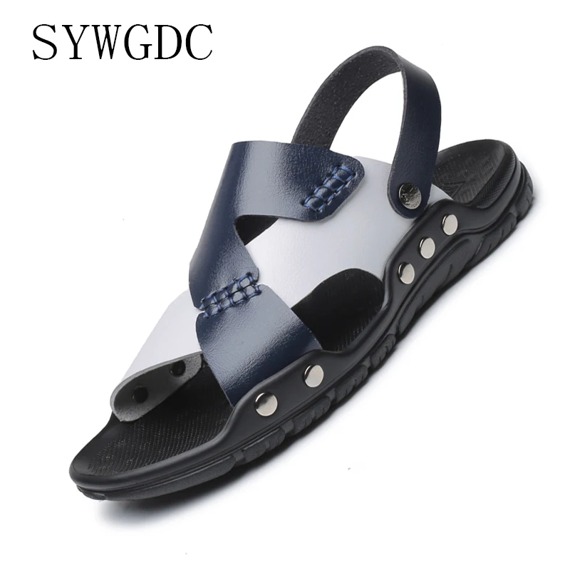 

SYWGDC Men Summer Flat Shoes Sandals Male Slipper Outdoor Beach Flip Flops Men Fashion Home Non-slip Breathable Slippers