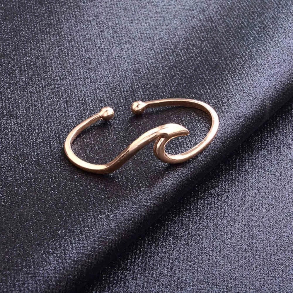 Новая Мода Регулируемая открытым цвета: золотистый, серебристый Цвет заявление волна браслет простой Для женщин изделия#274362