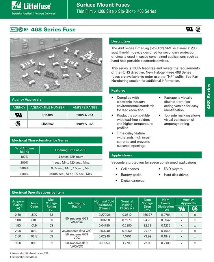 100 шт. x 0468 0.5A 1A 1.5A 2A 2.5A 3A 63 V жидкость Slow Blow SMT предохранители 1206 тайм-ЛАГ SMD предохранитель для Littelfuse 468 резистор