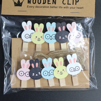 

10 Pcs/Pack Kawaii Wooden Clips Macarons Rabbit Cat Owl Paper Clip Notes Notebook Tool DIY Bookmark Cute Stationery Wholesale