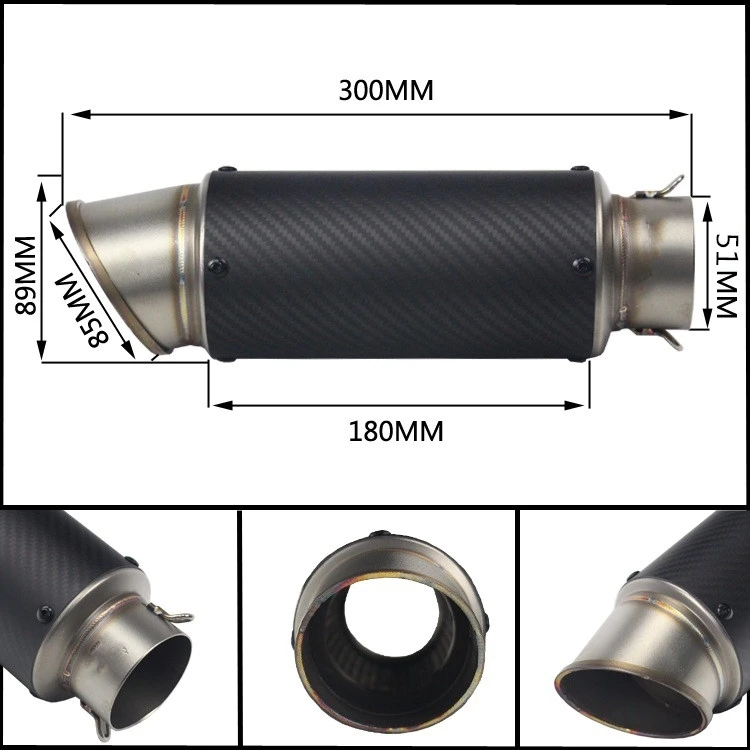 245mm310mm60mm 51 мм новая модель нержавеющая сталь углеродное волокно Универсальный мотоцикл глушитель гоночный выхлопной с бесплатным подключением