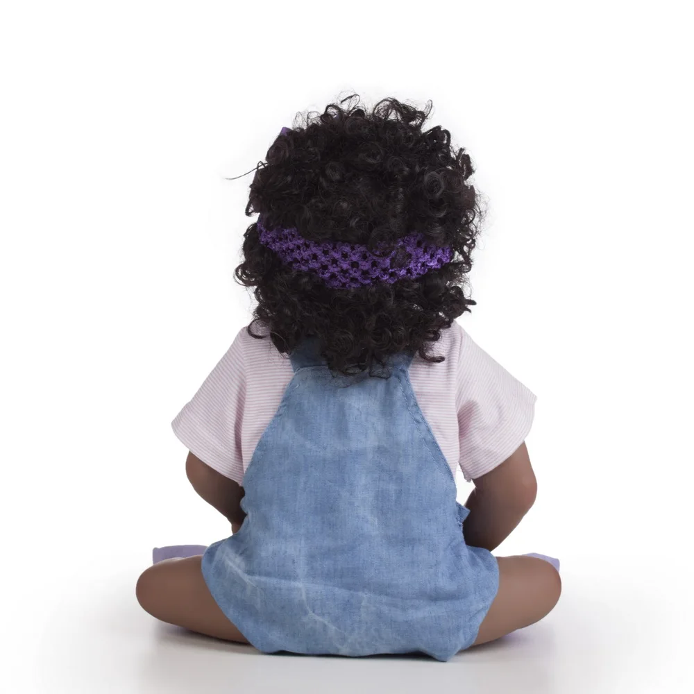 55 см полностью силиконовая кукла Reborn Baby Doll игрушка 22 дюймов черная кожа новорожденная девочка принцесса малыши кукла ребенок Купание игрушка