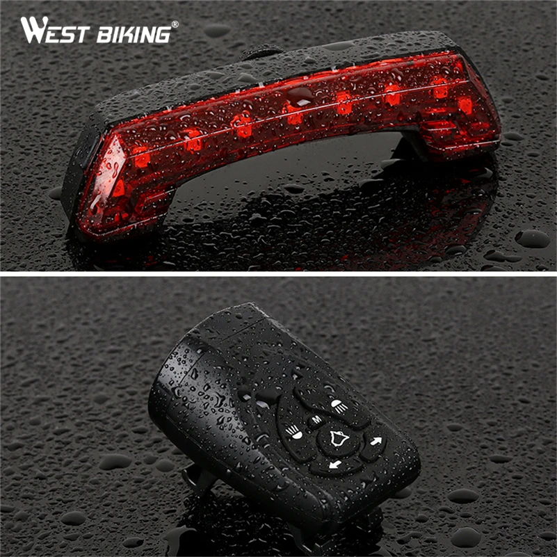 Discount WEST BIKING Bicycle Taillight USB Rechargeable Cycling LED Alarm Horn Bell Wireless Remote Control Turn Signal Bike Rear Light 1