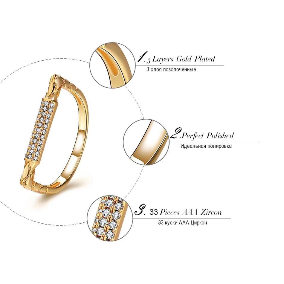 ORSA JEWELS Trendy Women Ring AAA Cubic Zircon Letter D Shape Design Gold-Color Jewelry Luxury Party Gift Rings For Female OMR17