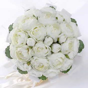 

6pcs/pack Artificial Peony Flower Bouquet for Wedding Bride Bridesmaid Holding Flower Event Party Decoration Flower Handmade