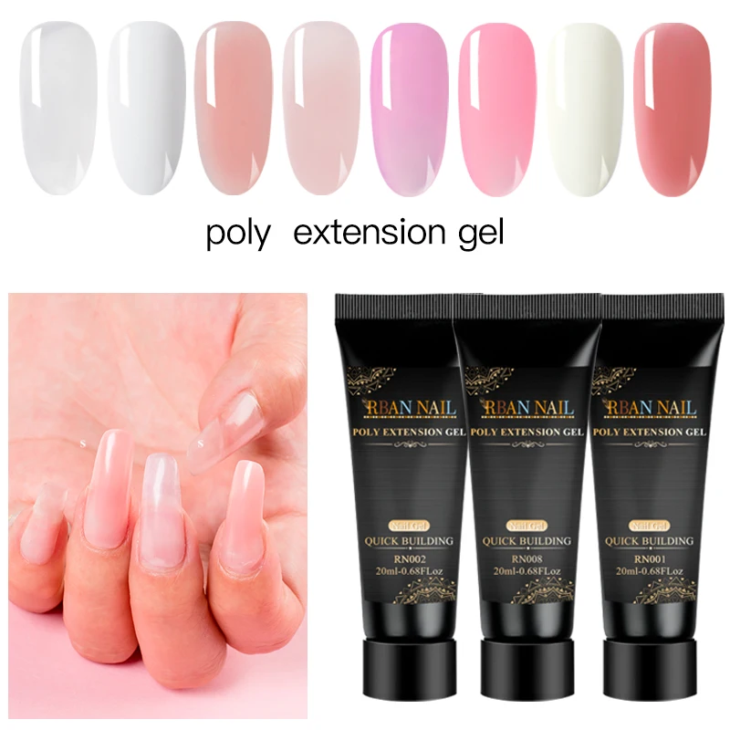 

RBAN NAIL Pink Nude Nail Quick Building Poly Nail Gel 20ml Crystal Jelly Builder Nail Finger Extension Hard UV Gel Lacquer