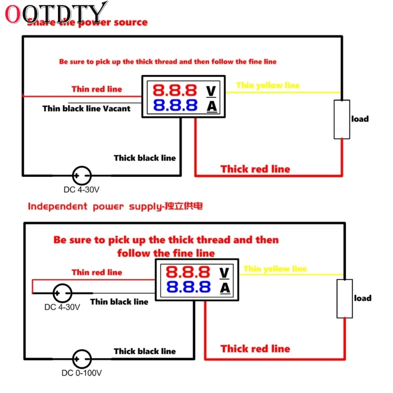 OOTDTY DC 0 100V 10A двойной светодиодный цифровой вольтметр Амперметр Напряжение
