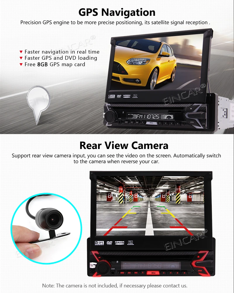 Flash Deal Single 1 Din Car Stereo DVD Player Head unit with 7 inch Capacitive Touch Screen support GPS Navigation Bluetooth USB SD AM FM 4