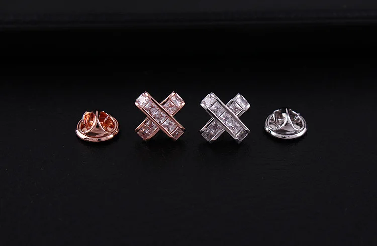 CINDY XIANG New Arrial Cubic Zirconia Cross Collar Pin For Women And Men Unisex Coat Brooch Wedding Accessories High Qulaity