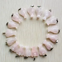 Wholesale 20pcs/lot Fashion high quality Carved natural stone pink Angel Pendants charms for jewelry making Free shipping