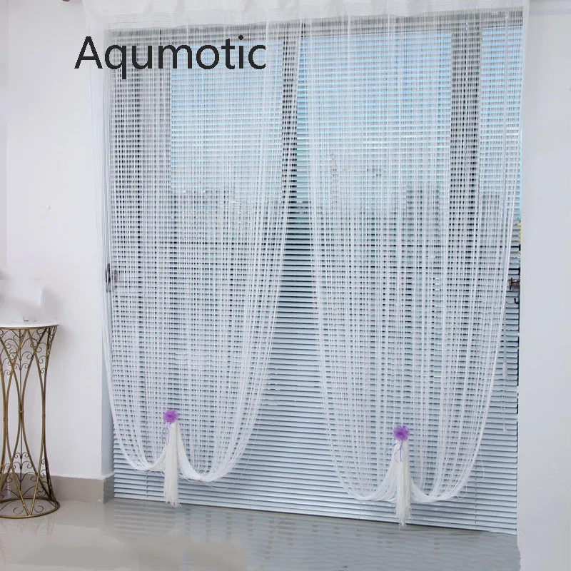 Aqumotic Large Wide Room Divider Screens Room Dividers Curtain Tassel Hanging White Curtain