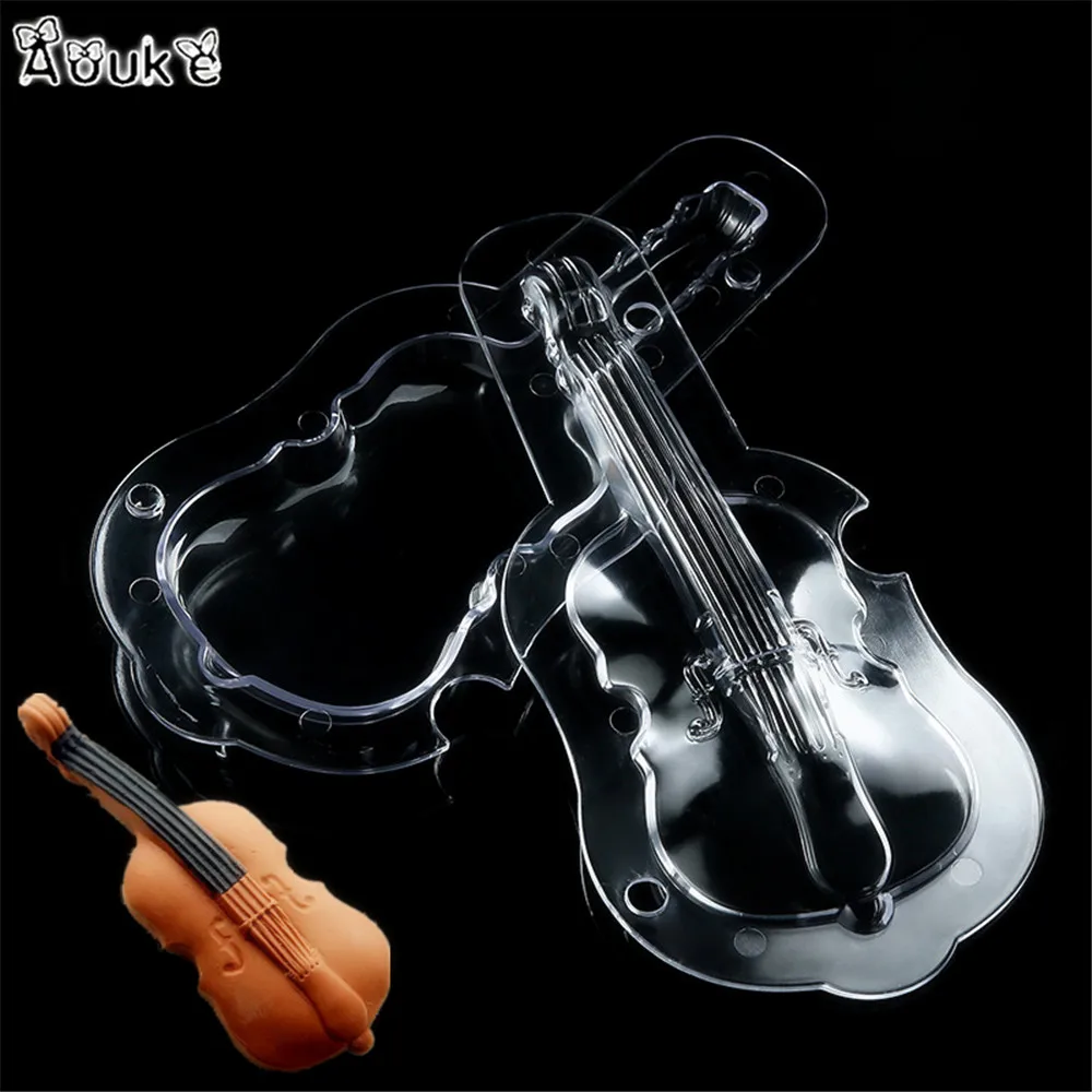 

3D Violin Fiddle Chocolate Mold Cupcake Transparent Plastic Mold DIY Cake Decoration Tools Biscuits Mould Fondant Candy Molds