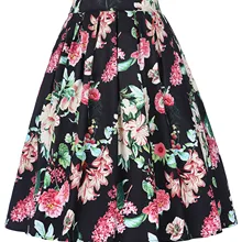 Новая женская юбка винтажная Ретро 1950s модная плиссированная хлопковая юбка Женская высокая талия трапециевидная юбка