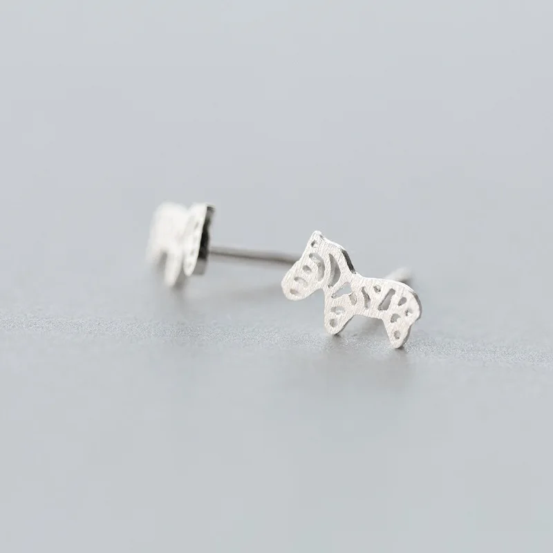 

100% 925 Sterling Silver Ethnic Zebra Stud Earrings For Women Elegant Lady Prevent Allergy Brincos pendientes 2018 New A098