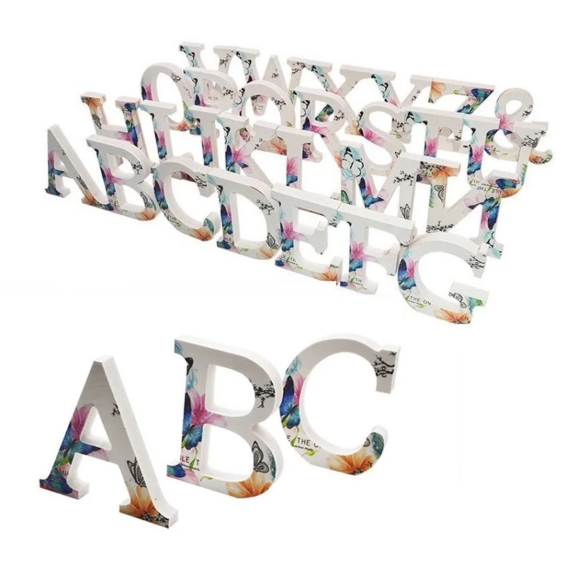 

1 Piece Home Decoration Wood Wooden Letter 26 Alphabet DIY Craft Art Word Sign Free Standing Wedding Birthday Party Supplies