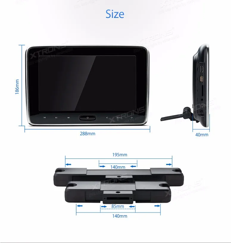 Sale 10.1" Touch Button Headrest Car DVD Car Headrest DVD Car Headrest Monitor DVD with Built-in HDMI Port & 1024*600 Resolution 19