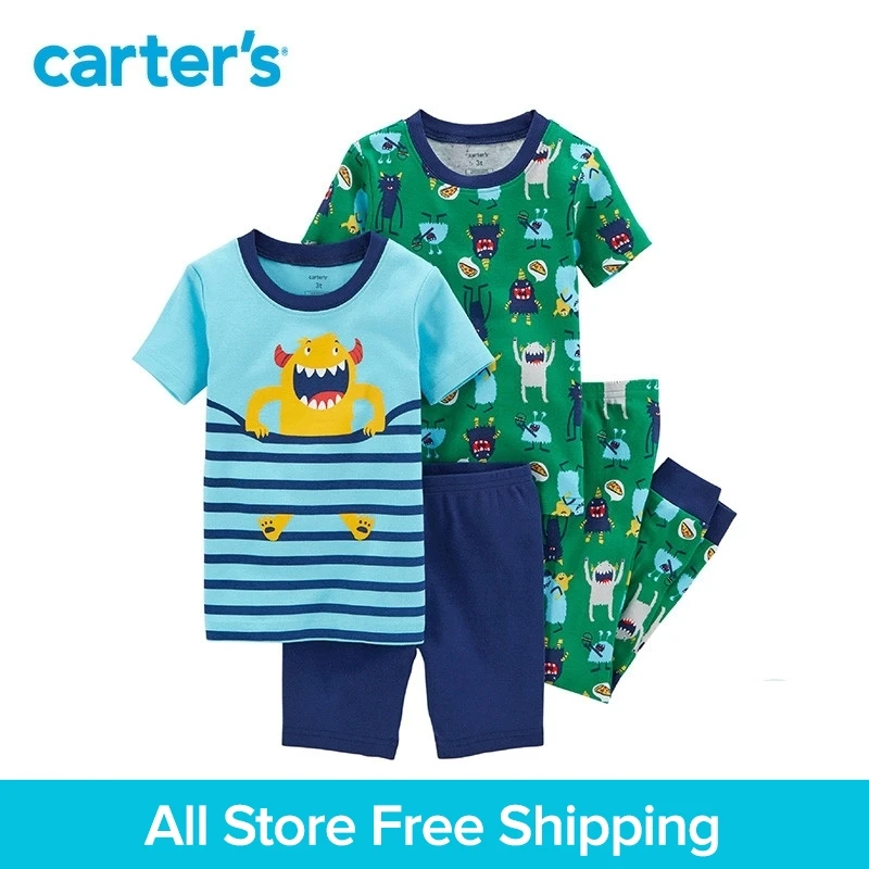 

Carter's 4-Piece baby children kids clothing Boy Summer Snug Fit Cotton monster PaJamas 13161616