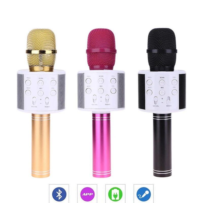 

Bluetooth Wireless Microphone WS-858 Handheld Karaoke Mic USB KTV Player Bluetooth Speaker Record Music Microphones WS858