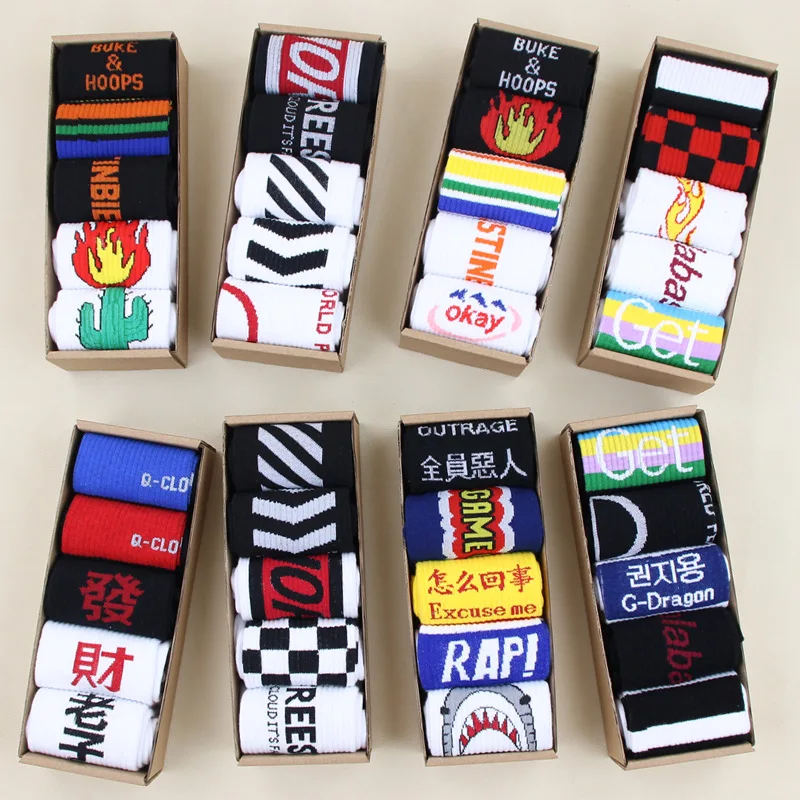 

Novelty Men Women Street Socks Hip Hop Skateboard Solid Cotton Unisex Harajuku Funny Sock Middle Finger Print Casual Happy Sock