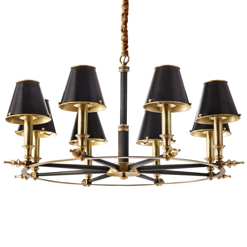 

American simple all copper art chandelier living room lamp rural dining room bedroom light modern creative personality lamp