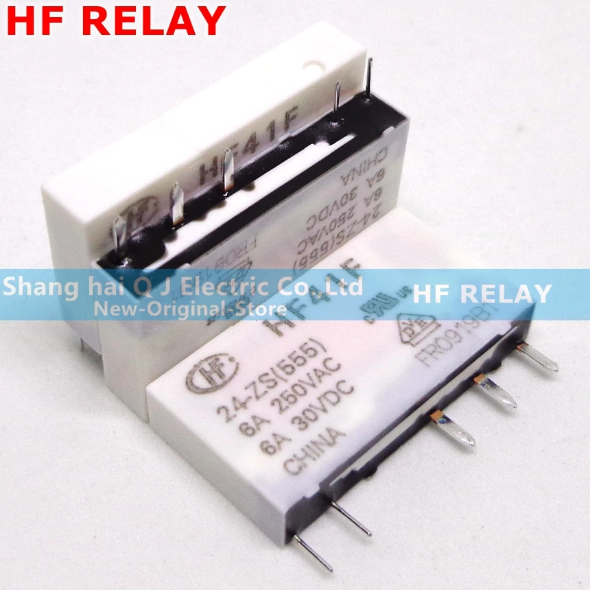 HF реле HF41F-24-ZS HF41F-12-ZS HF41F-5-ZS(555) 6A 1CO HF41F 5 В, 12 В, 24 В постоянного тока, вафли реле и