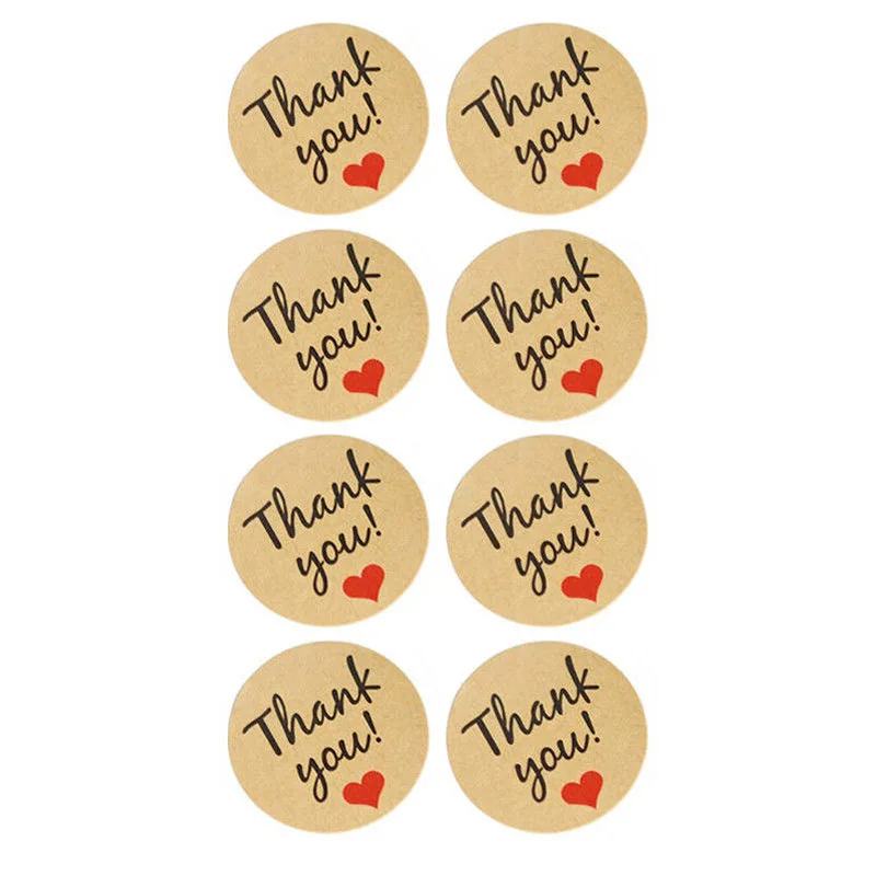 120pcs Labels Sealing Craft Stickers Wedding Favours Letters Thank You Card Gifts Brown Scrapbooking Stamping Sticker Papers