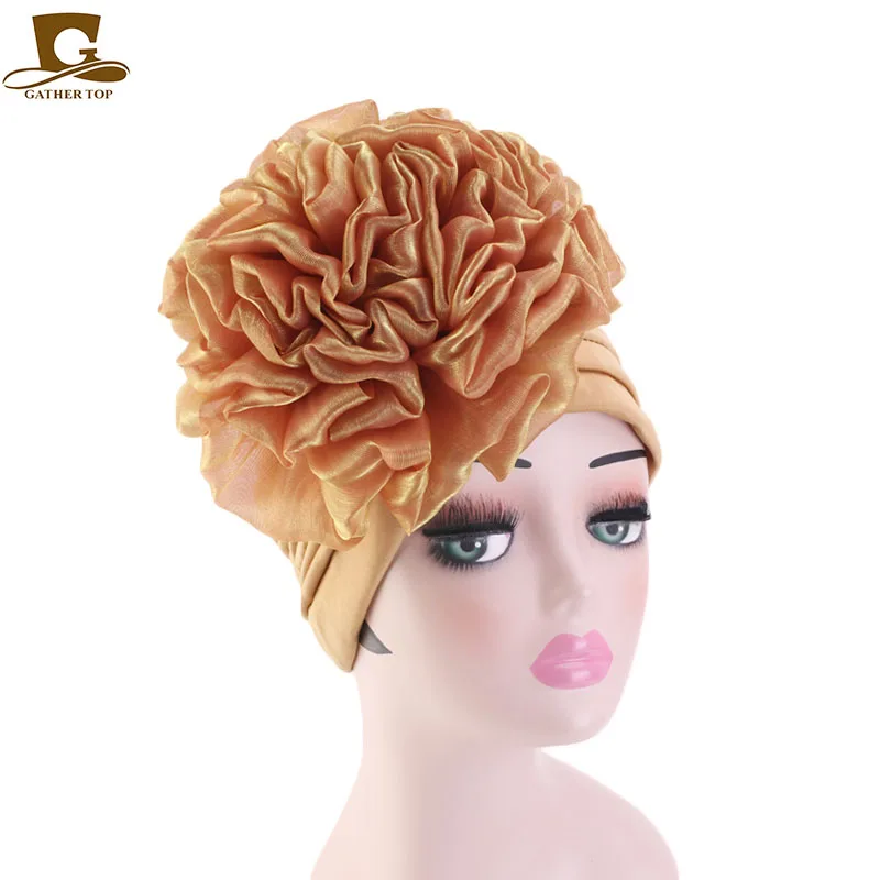 New fashion Women Luxury Flower Muslim Turban Wedding Party Cap Head Wrap Ladies Head Wear Beanie Hat Femme Hair Accessories kids hat and gloves set cartoon bears winter knit beanie and mittens for toddler boys girls cold weather accessories