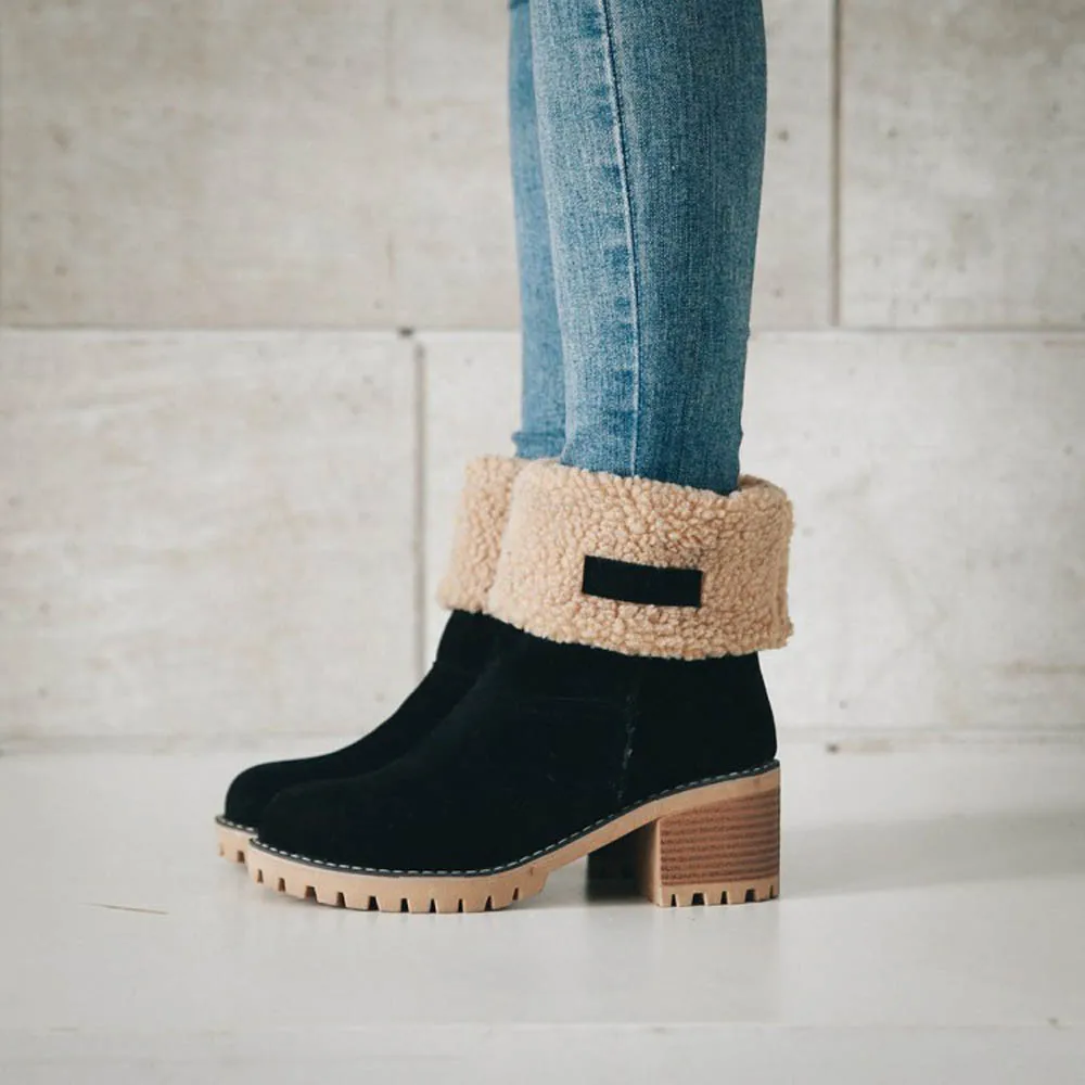 

Winter warm wool Boots shoes women Female Plus Size Plush Slip On Ankle Boot Martin shoes