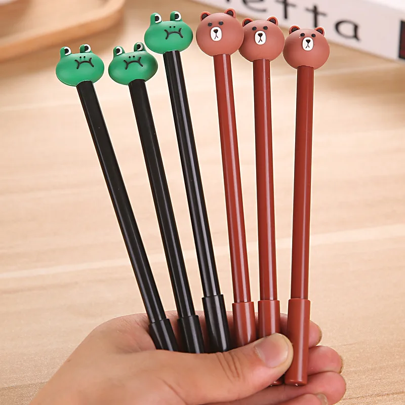 

24pcs/lot kawaii Stationery Brown Bear and Frog Gel pen Writing pens Caneta Material escolar office School Supplies papelaria