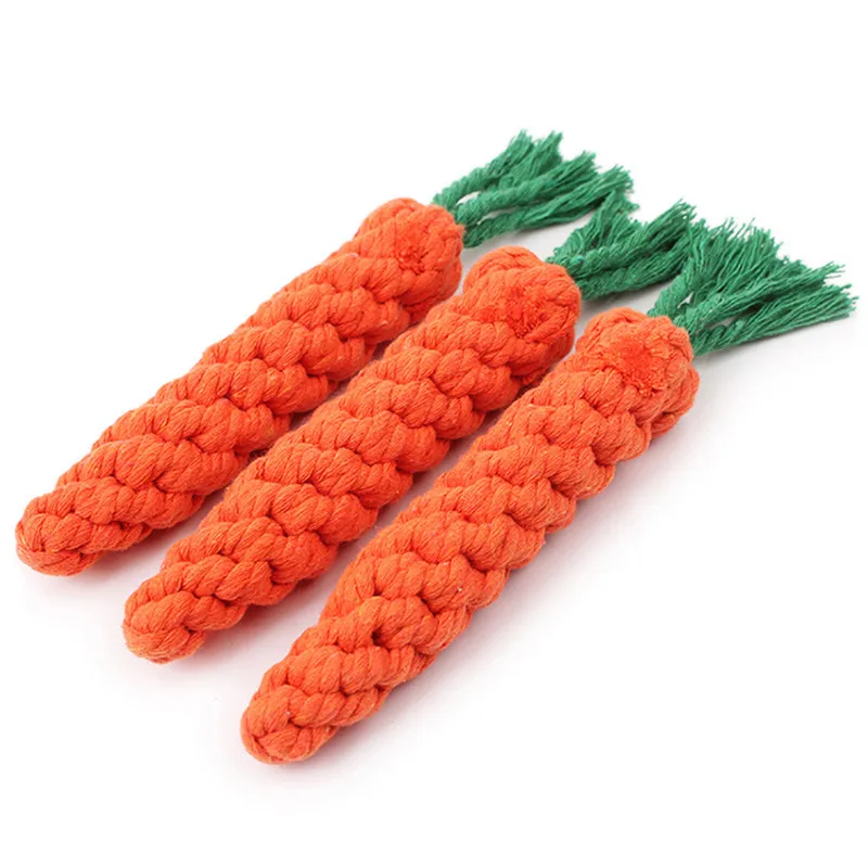

1 Piece Carrot Shaped Knot Ropes Pet Dog Toys Chew Cat Toy Safe Toys for Small Dogs Teeth Cleaning Outdoor Funny Toy Accessory