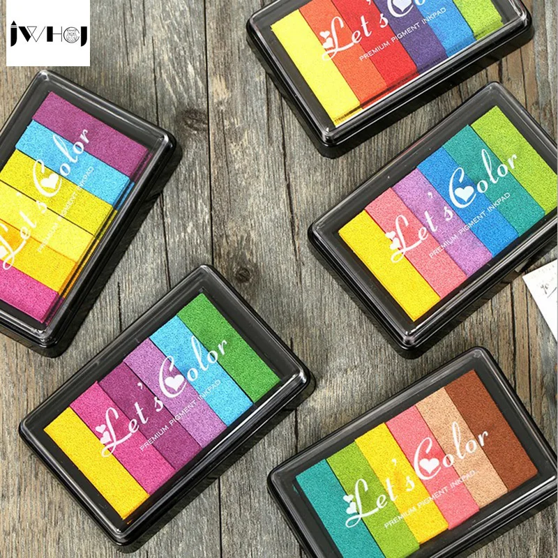 

JWHCJ 1 pcs large candy color rainbow stamp inkpad Kids DIY Handmade Scrapbook Photo Album students Stamps Arts,Craft gifts