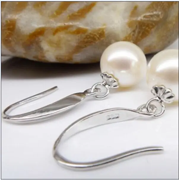 

Real HOT AAA SOUTH SEA GENUINE 8-9 mm WHITE PEARL EARRING 925 SILVER