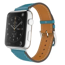 Pour Apple Watch Bande En Cuir Bleu De Luxe Véritable Bracelet Bracelet Remplacement Wrist Band avec Adaptateur Fermoir pour iWatch Bracelet