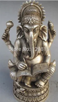 

2014 New Arrival Promotion Antique Imitation China Sculpture Carved Silver Tibet Old Copper Elephant God of Wealth Buddha Statue