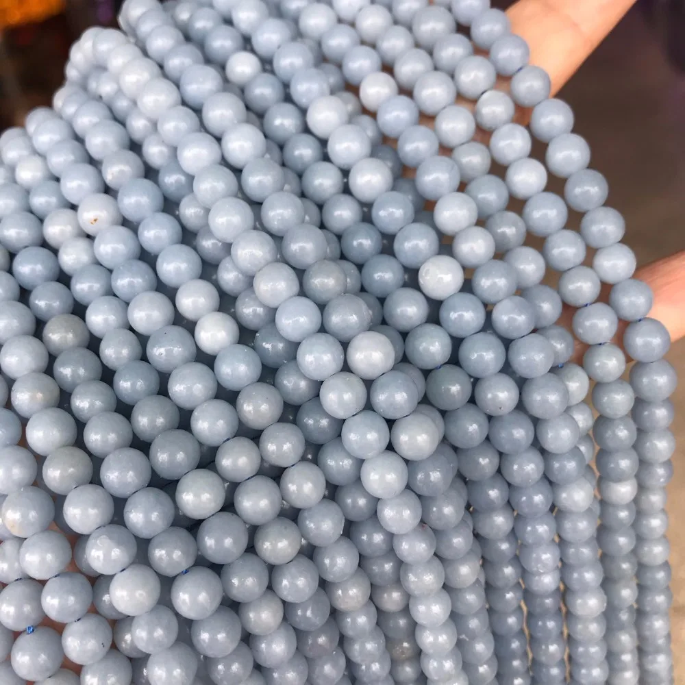 6mm 8mm 10mm Natural Blue Angelite Stone Beads Round Loose Stone Beads