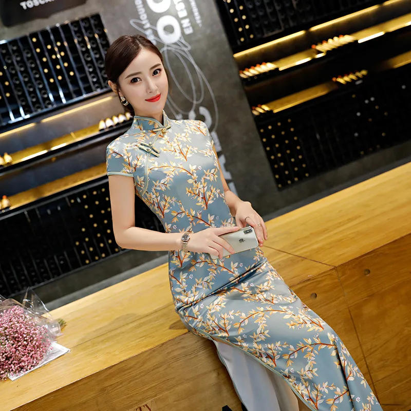 Discount Sale! Traditional Chinese 2018 rayon print floral Cheongsam