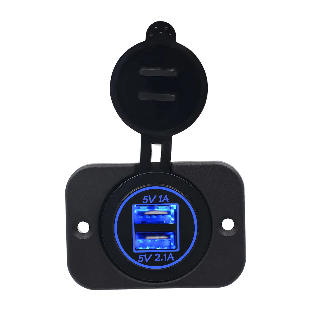 

USB Charger Car Aux USB Dual Socket Adapter Voor Motorfiets Waterdichte ABS 5 V 3.1A Stopcontact voor 12 V 24 V Auto draad
