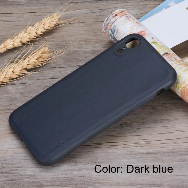 Чехол с деревянным узором для iPhone XR, мягкий силиконовый чехол из ТПУ и искусственной кожи, чехол для iPhone XS MAX X, не настоящее дерево - Цвет: Dark blue