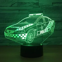 

Gradual Changing Visual Led Decor 3D Police Modelling Desk Lamp For Kids Touch Button Car Night Lights Baby Sleep Lighting Gifts
