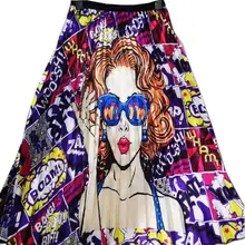 Zuolunouba летняя юбка женские модные очки картина с изображением девушки Harajuku плиссированные по колено повседневные женские юбки