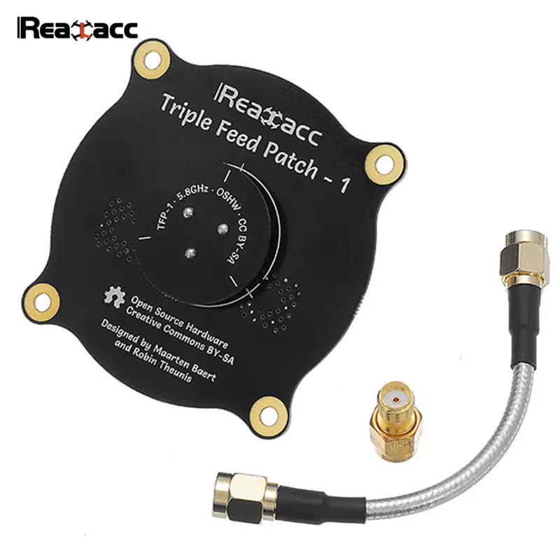 Original realacc triple arrastre Patch-1 5.8 GHz 9.4dbi direccional polarizada circular FPV pagoda Antenas para modelos RC con cable ► Foto 1/5