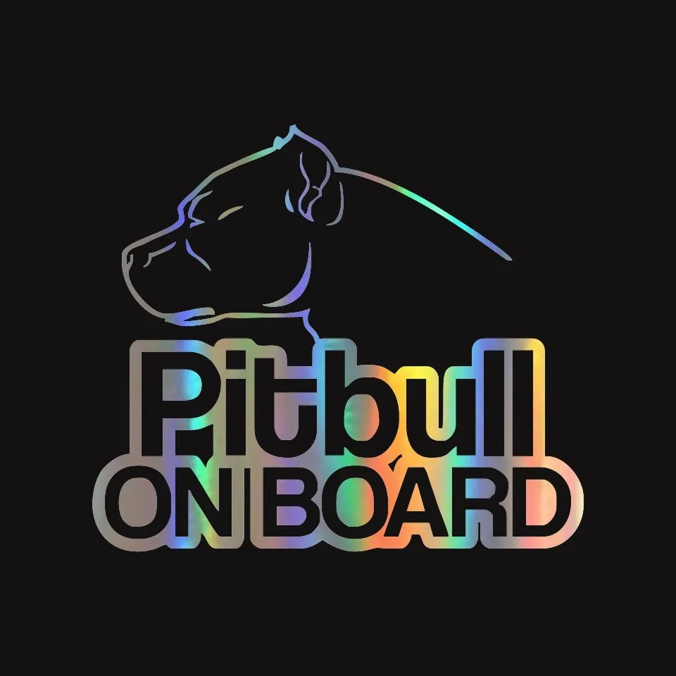 Pitbull On Board Dog Vinyl Funny Waterproof Car Sticker Black Silver Laser Motorcycle Auto Wall Window Sticker Decal 16CM13 (3)