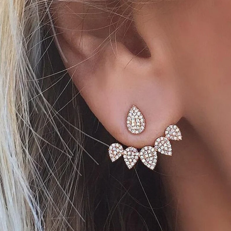 

SMJEL New Fashion Crystal Ear cuff Stud Earring for women 2017 Classic Zirconia Eearrings Brincos pendientes Dropshipping S184