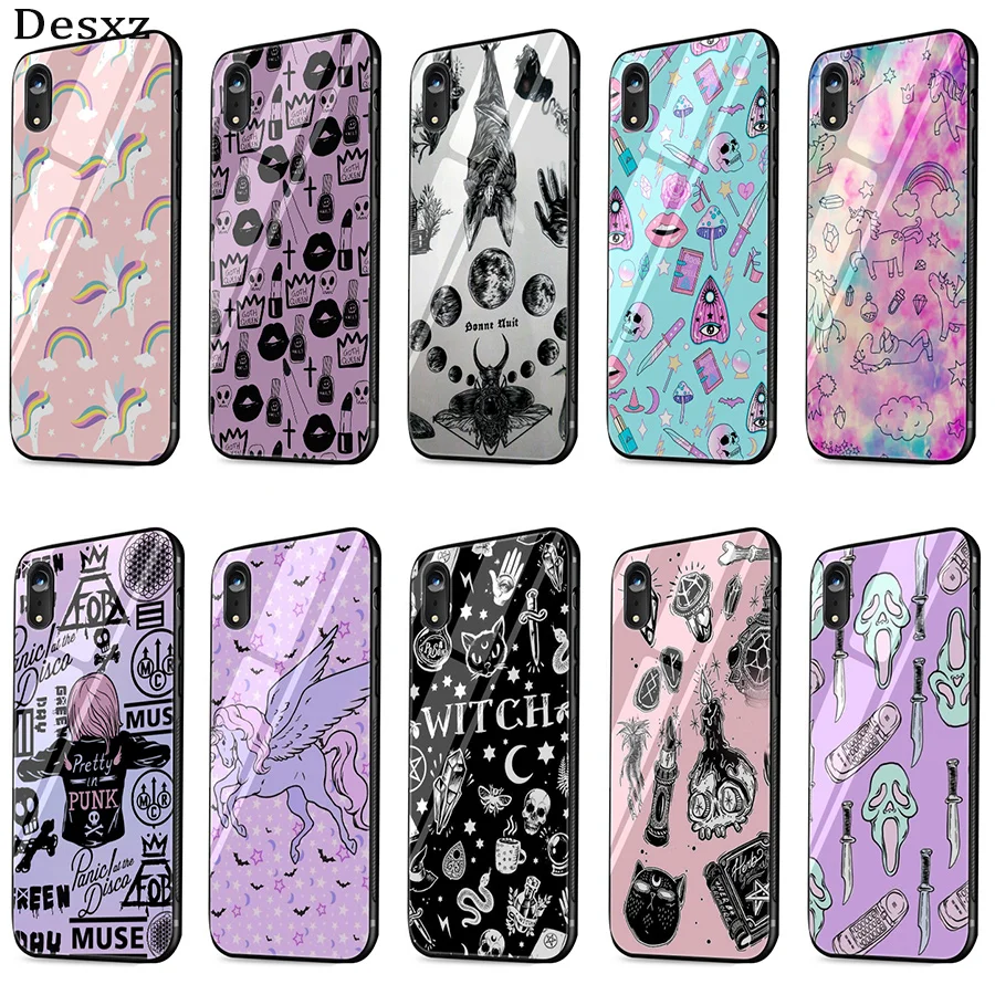 Desxz Girly Pastel Witch Goth Glass Case Phone For iPhone 5 5s SE 6 6s