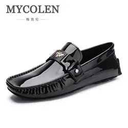 MYCOLEN Для мужчин Лоферы Мода натуральная кожа Slip-On Loafers Стиль Для мужчин для вождения Повседневное черный обувь на плоской подошве Sapatenis Для