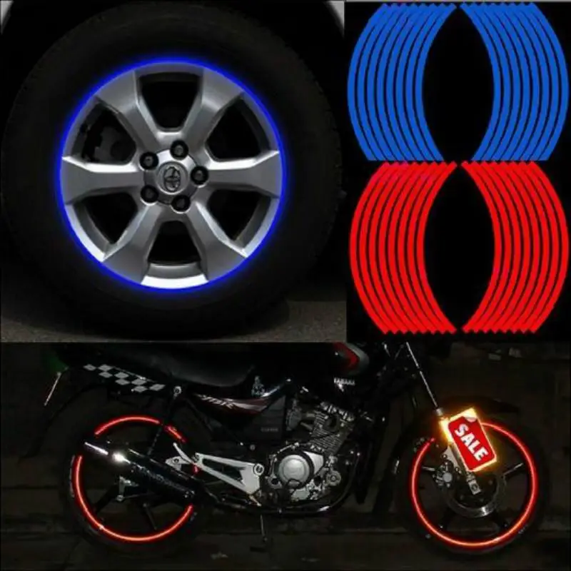 16 Strips Polyethylene Terephthalate Wheel Sticker Reflective Rim