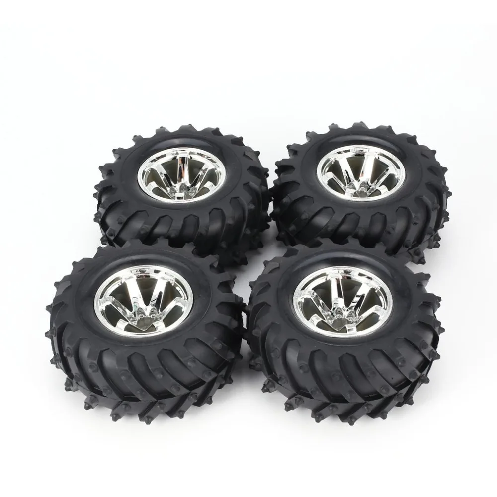 

AUSTAR 4pcs AX-3002 125mm Rim Rubber Tyre Tire Wheel Plastic Hub for 1/10 RC Big Feet Model HSP HPI Beadlock Spare Parts fz