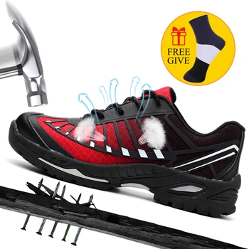 

ODBL Safety Shoes Men's Steel Toe Lightweight Anti-smashing Unisex Work Sneakers breathable wear-resisting Both men and women