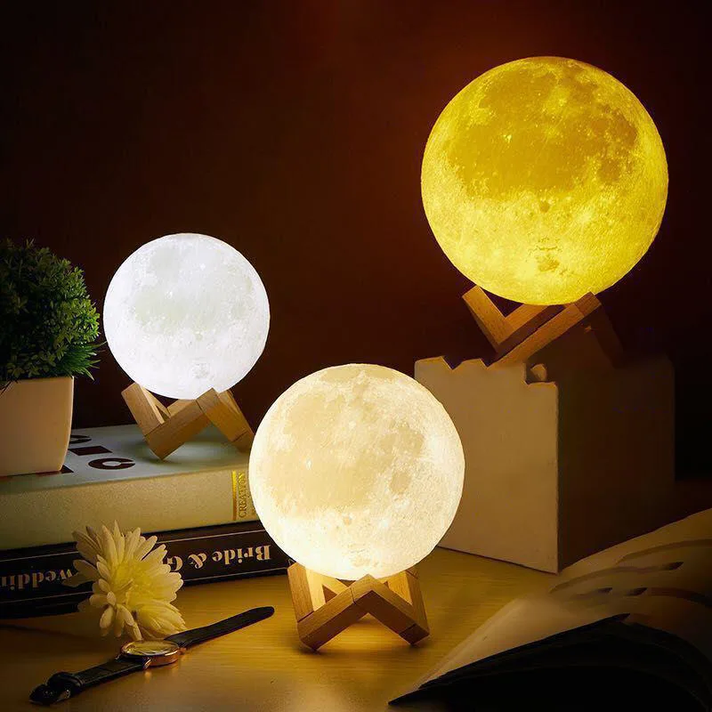 

ONEUP 3D Print Moon Decorating Ball Color Change Touch Switch Bedroom Bookcase Home Decor Creative Gift